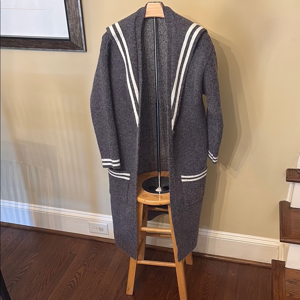 Gray Striped Women's Cardigan